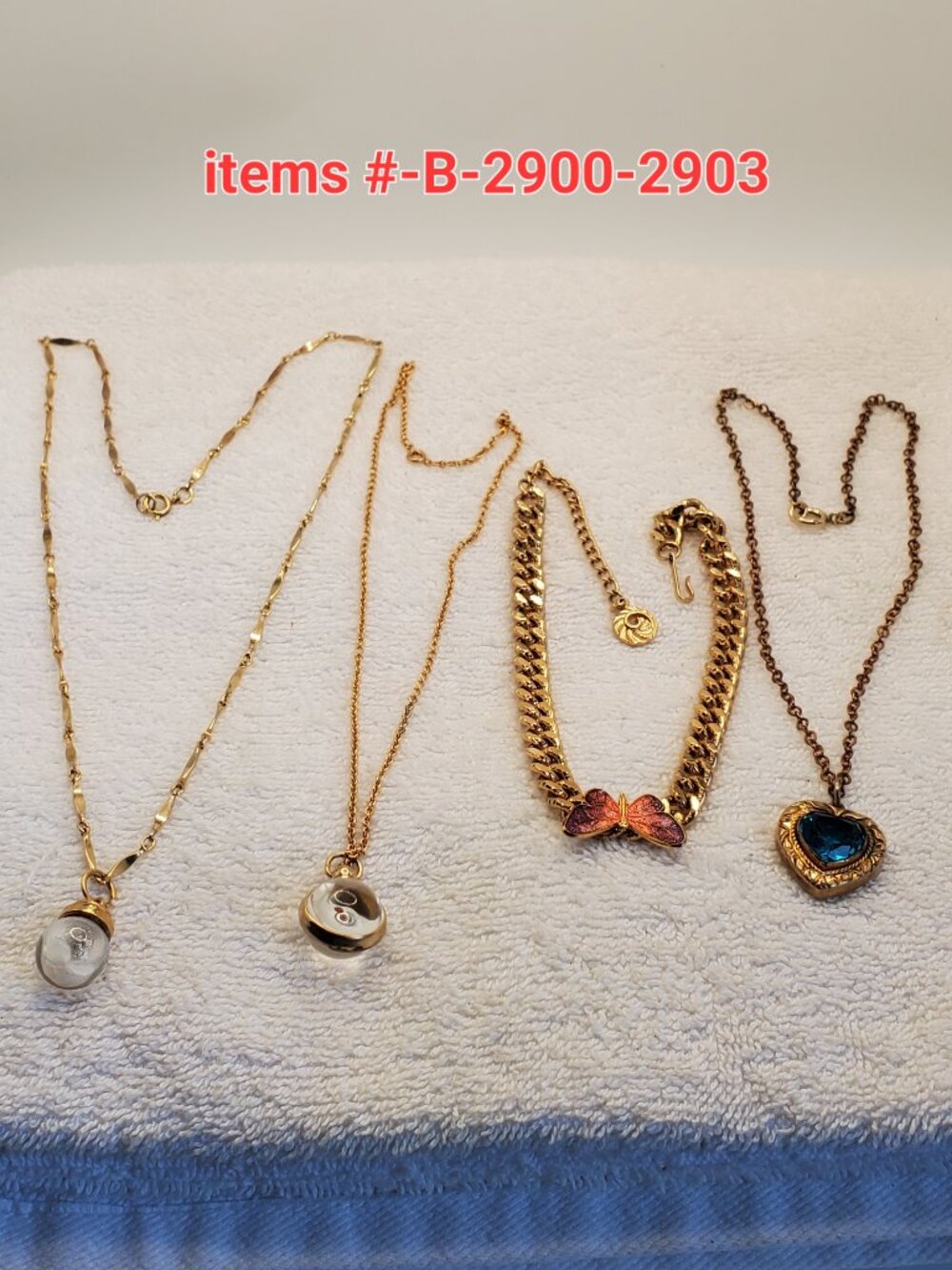 4 Vintage Gold -tone Necklaces , items # B-2900-2903,  wt. 70 grams.